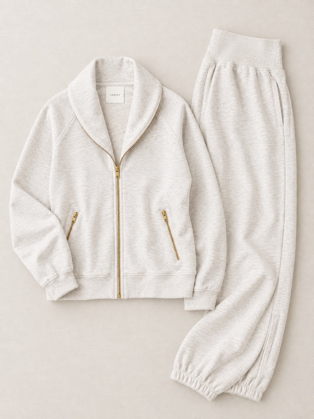 Varley Activewear Set in Ivory Marl (Dream soft fabric) Davidson Woven Sweatsuit